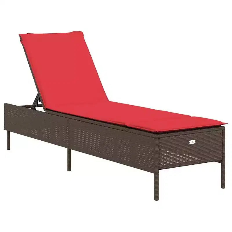 vidaXL Chaise longue de jardin en rotin PE avec housses amovibles extra longues