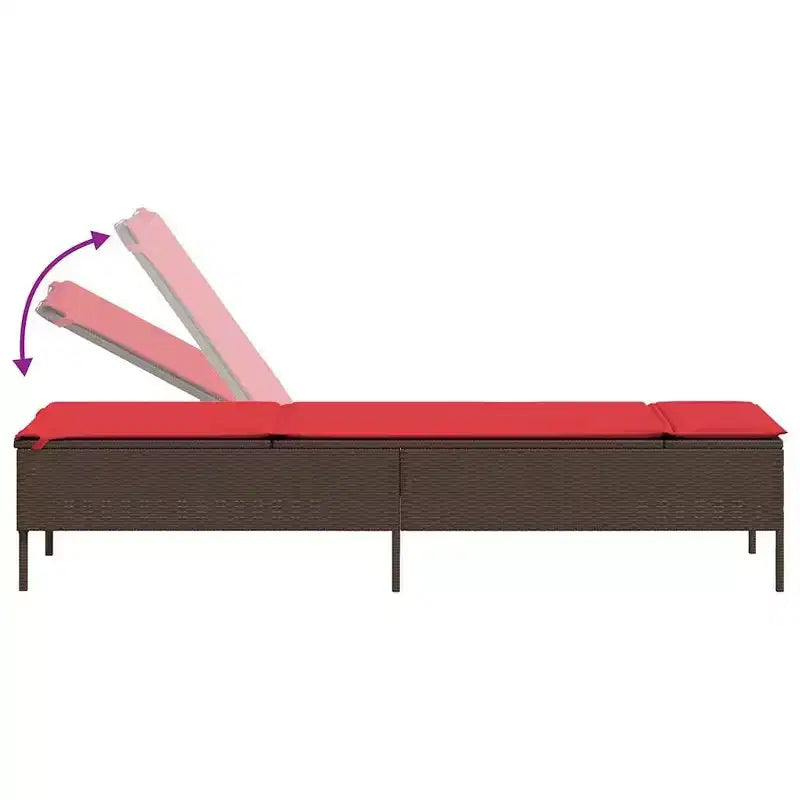 vidaXL Chaise longue de jardin en rotin PE avec housses amovibles extra longues
