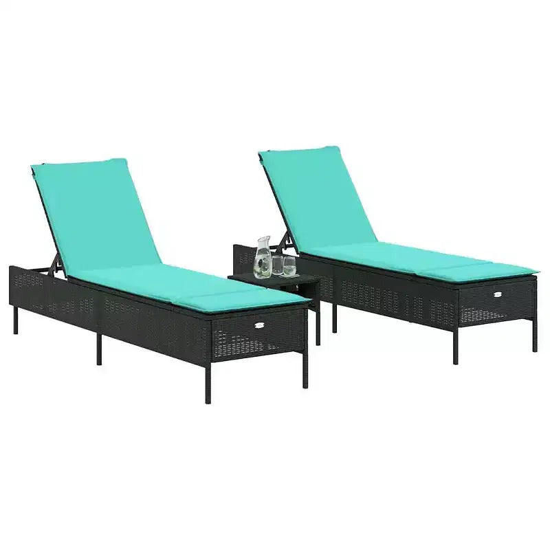 vidaXL Chaise longue de jardin en rotin PE avec housses amovibles extra longues