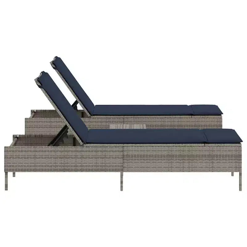 vidaXL Chaise longue de jardin en rotin PE avec housses amovibles extra longues