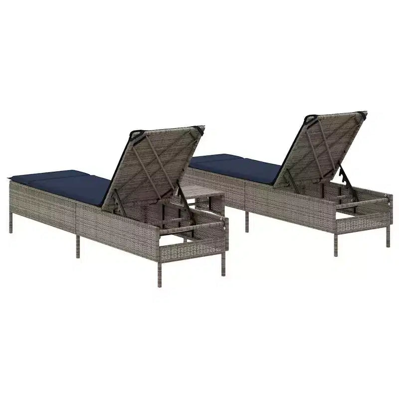 vidaXL Chaise longue de jardin en rotin PE avec housses amovibles extra longues