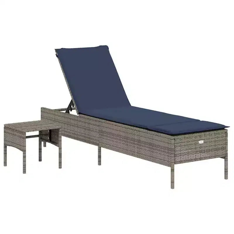 vidaXL Chaise longue de jardin en rotin PE avec housses amovibles extra longues