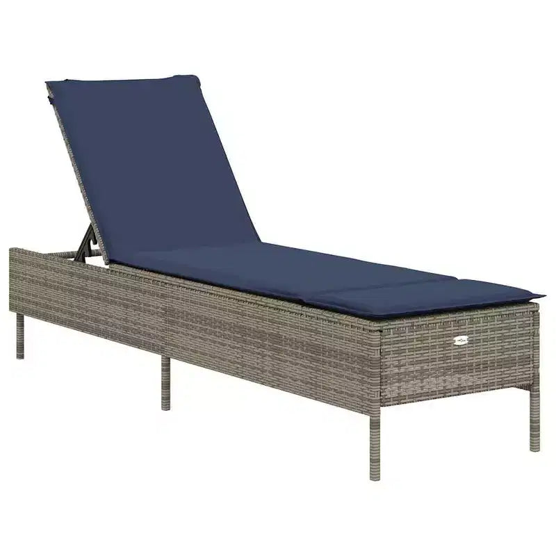 vidaXL Chaise longue de jardin en rotin PE avec housses amovibles extra longues