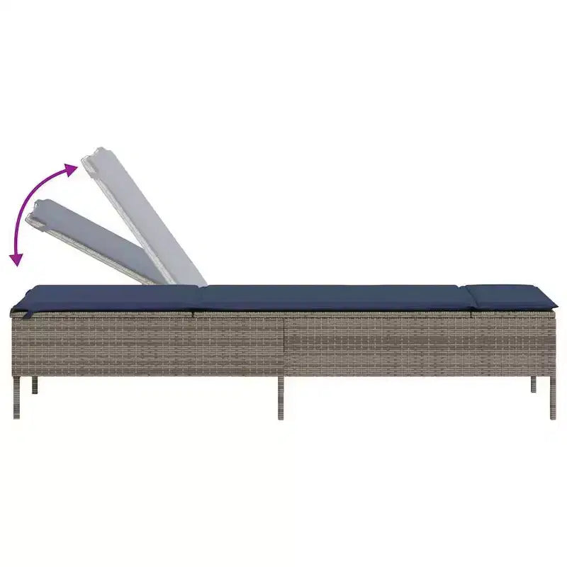 vidaXL Chaise longue de jardin en rotin PE avec housses amovibles extra longues