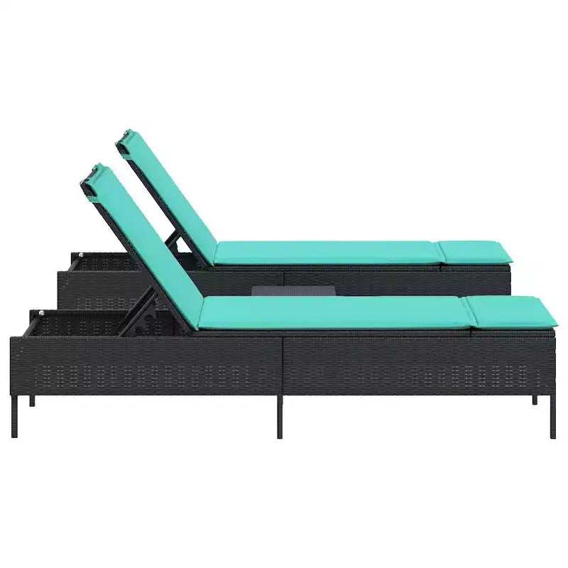 vidaXL Chaise longue de jardin en rotin PE avec housses amovibles extra longues