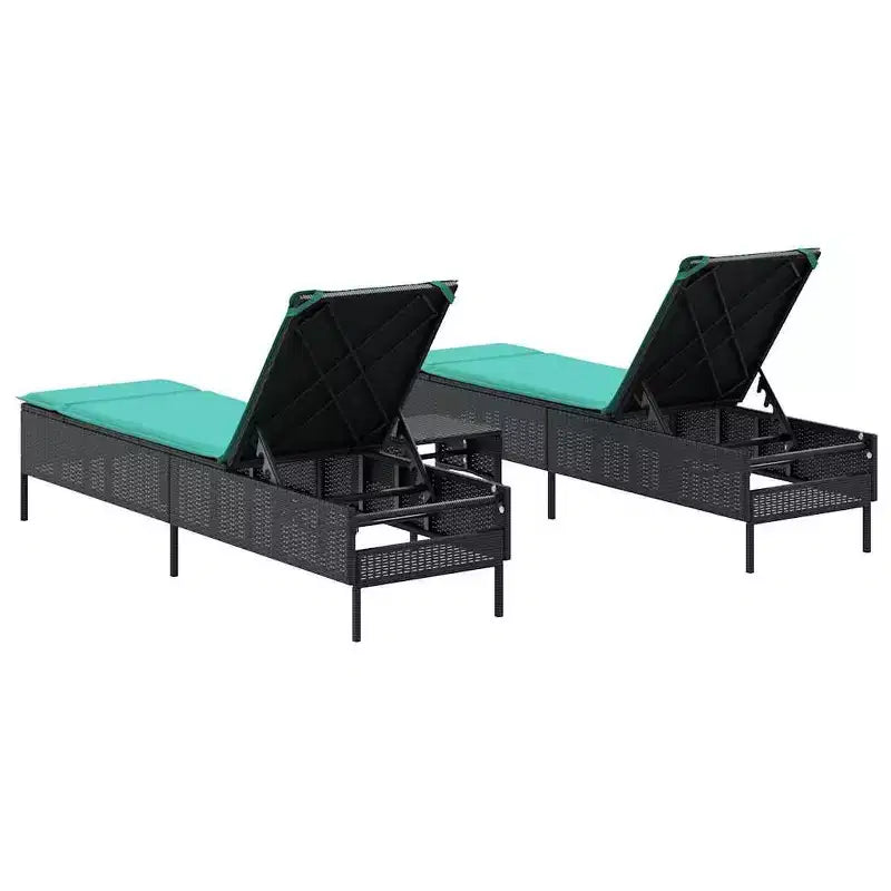 vidaXL Chaise longue de jardin en rotin PE avec housses amovibles extra longues