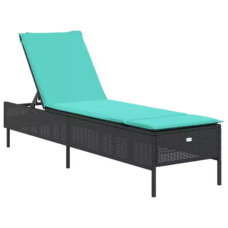 vidaXL Chaise longue de jardin en rotin PE avec housses amovibles extra longues