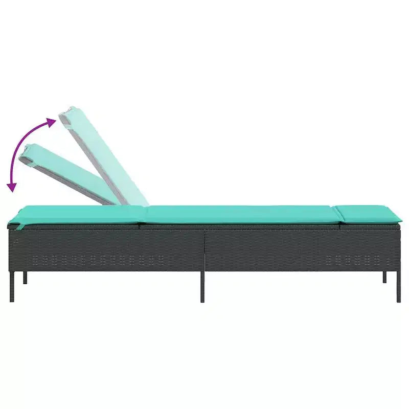 vidaXL Chaise longue de jardin en rotin PE avec housses amovibles extra longues