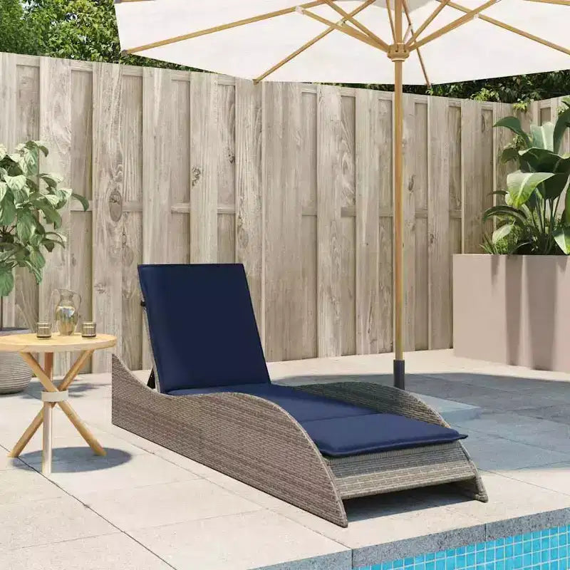 vidaXL Bain de soleil avec coussin 60x205x73 cm Résine tressée