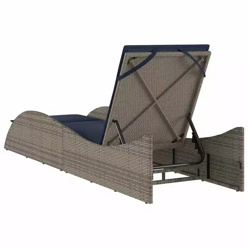vidaXL Bain de soleil avec coussin 60x205x73 cm Résine tressée