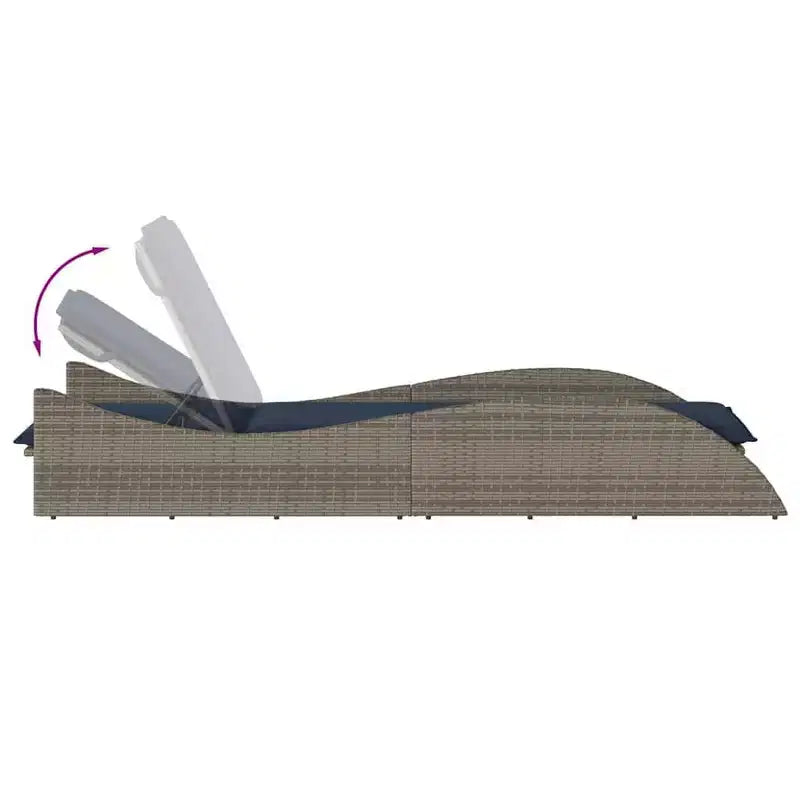 vidaXL Bain de soleil avec coussin 60x205x73 cm Résine tressée