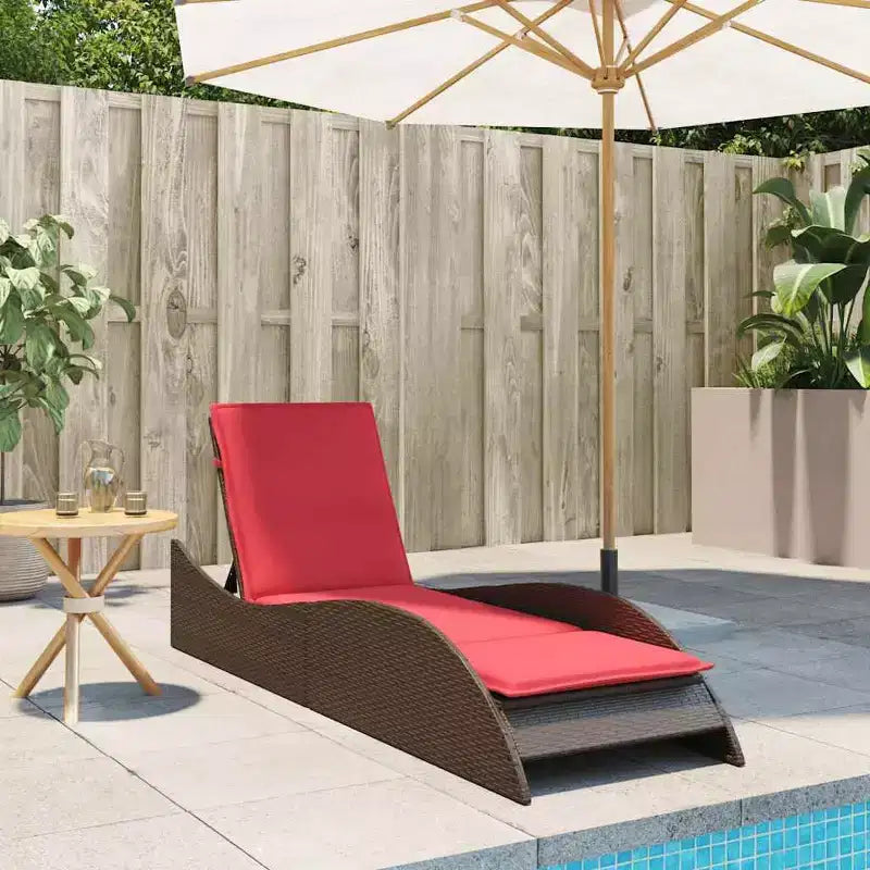 vidaXL Bain de soleil avec coussin 60x205x73 cm Résine tressée