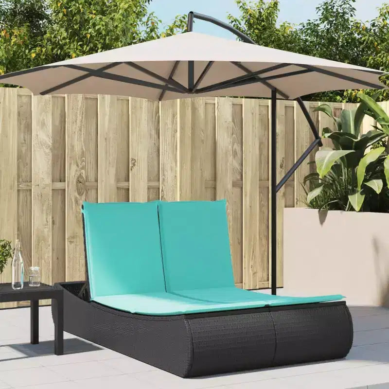 vidaXL Double Bain de Soleil avec Coussins Résine Tressée