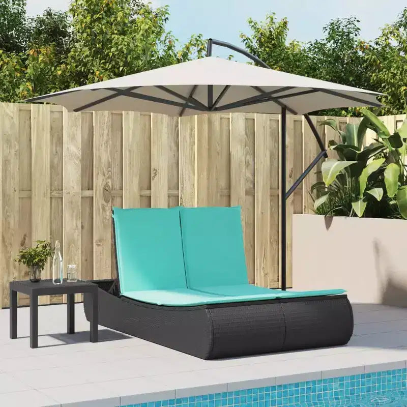 vidaXL Double Bain de Soleil avec Coussins Résine Tressée