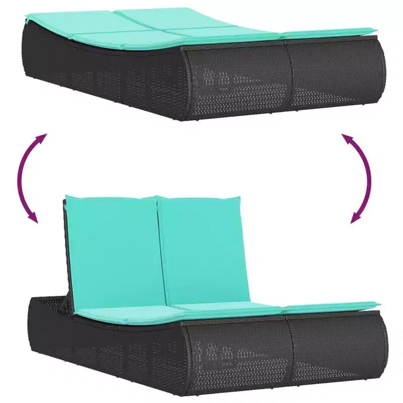 vidaXL Double Bain de Soleil avec Coussins Résine Tressée
