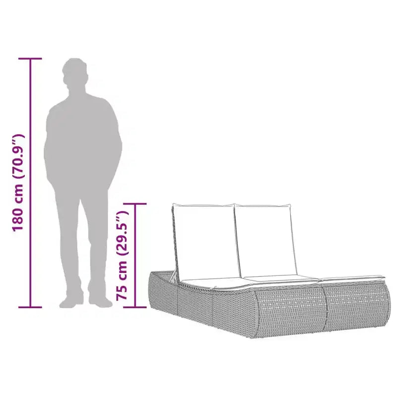 vidaXL Double Bain de Soleil avec Coussins Résine Tressée