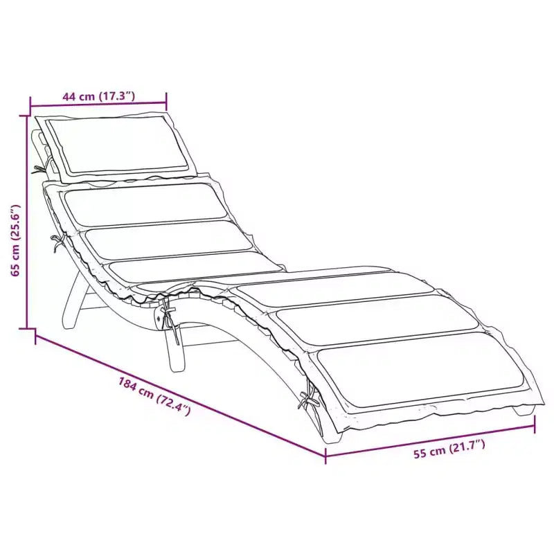 vidaXL Bain de soleil21,65 x 72,44 x 25,20 pouces Bois d'acacia massif
