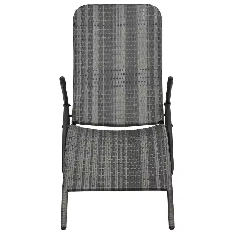 vidaXL Chaise longue grise en rotin PE et acier enduit de poudre