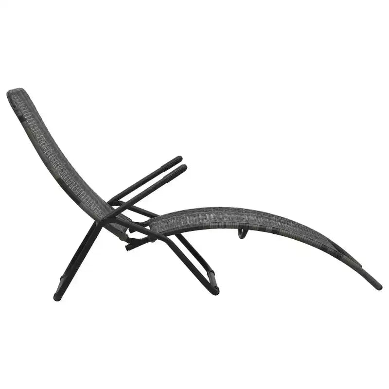 vidaXL Chaise longue grise en rotin PE et acier enduit de poudre