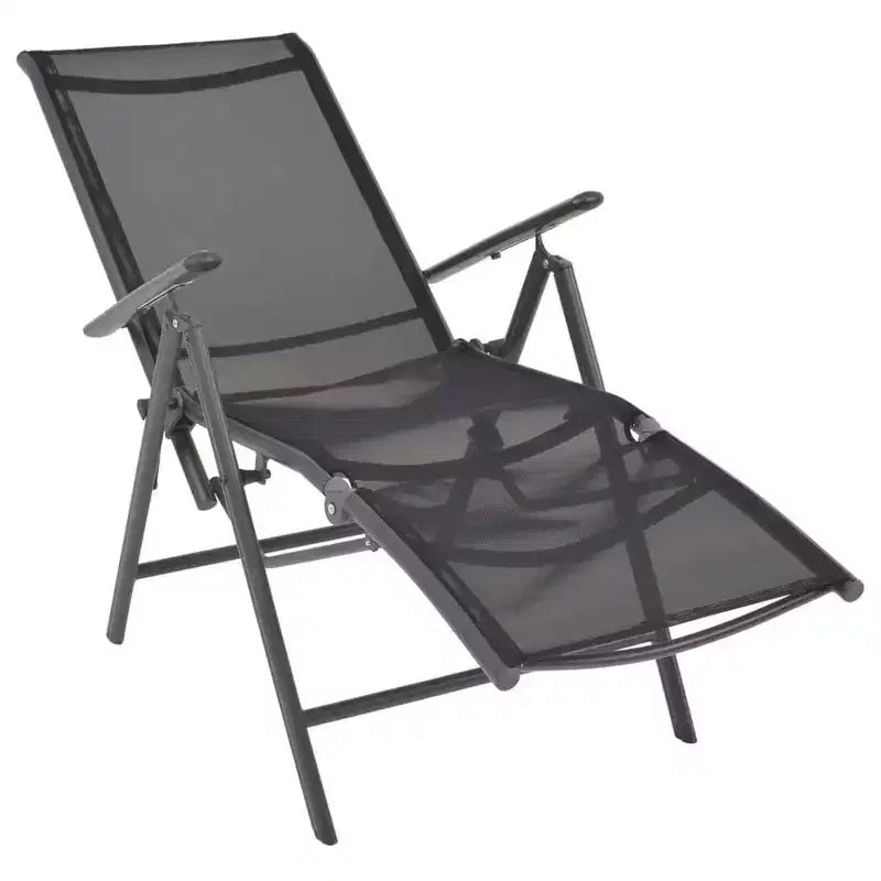 vidaXL Bain de soleil noir en aluminium avec accoudoirs réglables