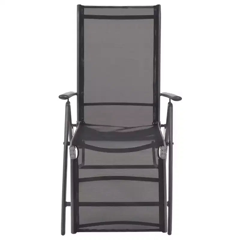 vidaXL Bain de soleil noir en aluminium avec accoudoirs réglables