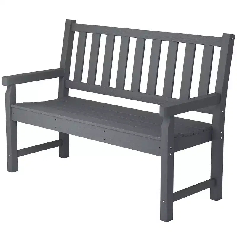 Banc d'extérieur Outsunny, banc de jardin 124 cm en PEHD toutes saisons, banc de patio 2 places avec capacité de 240 kg, siège incurvé pour jardin