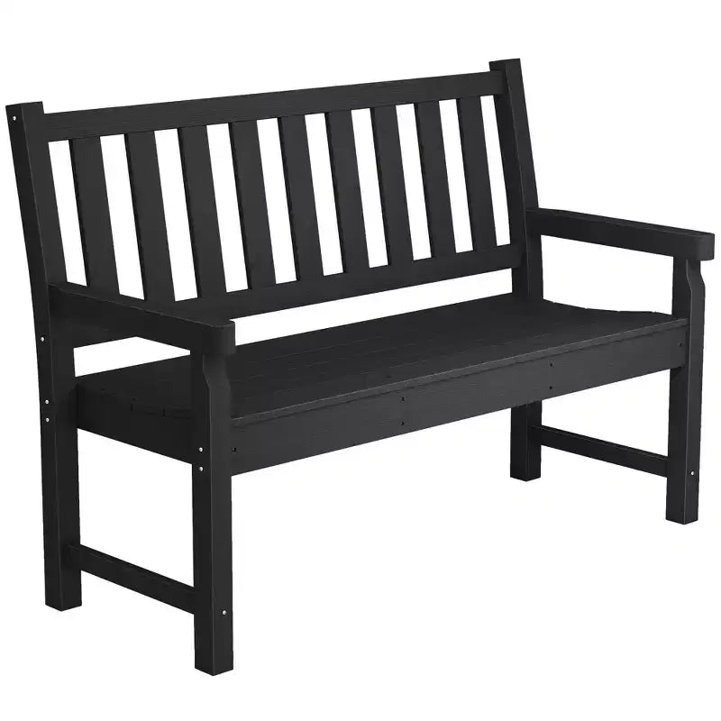 Outsunny Outdoor Bench, 49 All-Weather HDPE Garden Bench, 2-Person Patio Benches with 530 lbs Capacity, Curved Seat for Backyard