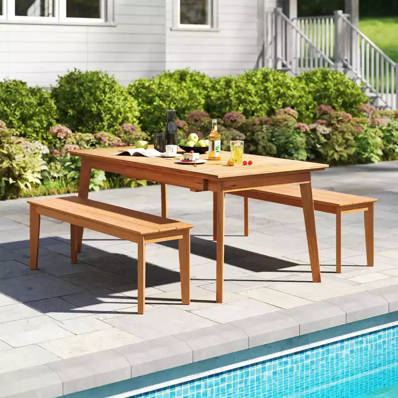 Banc d'extérieur en teck Costway, 140 cm, sans dossier, pour 3 personnes, capacité de charge 400 kg