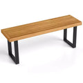 Costway 1/2 PCS 48 Acacia Wood Bench for 2 with Metal Legs & Adjustable Foot Pads for Entryway