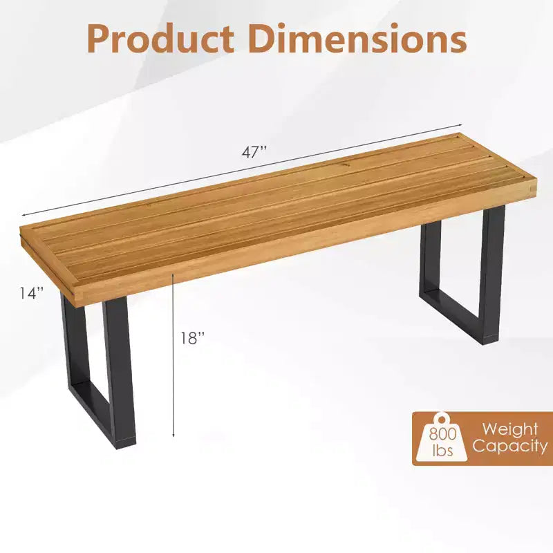 Banc Costway 1/2 PCS 48 en Bois d'Acacia pour 2 avec Pieds en Métal et Patins Réglables pour Entrée