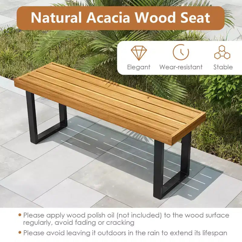 Banc Costway 1/2 PCS 48 en Bois d'Acacia pour 2 avec Pieds en Métal et Patins Réglables pour Entrée