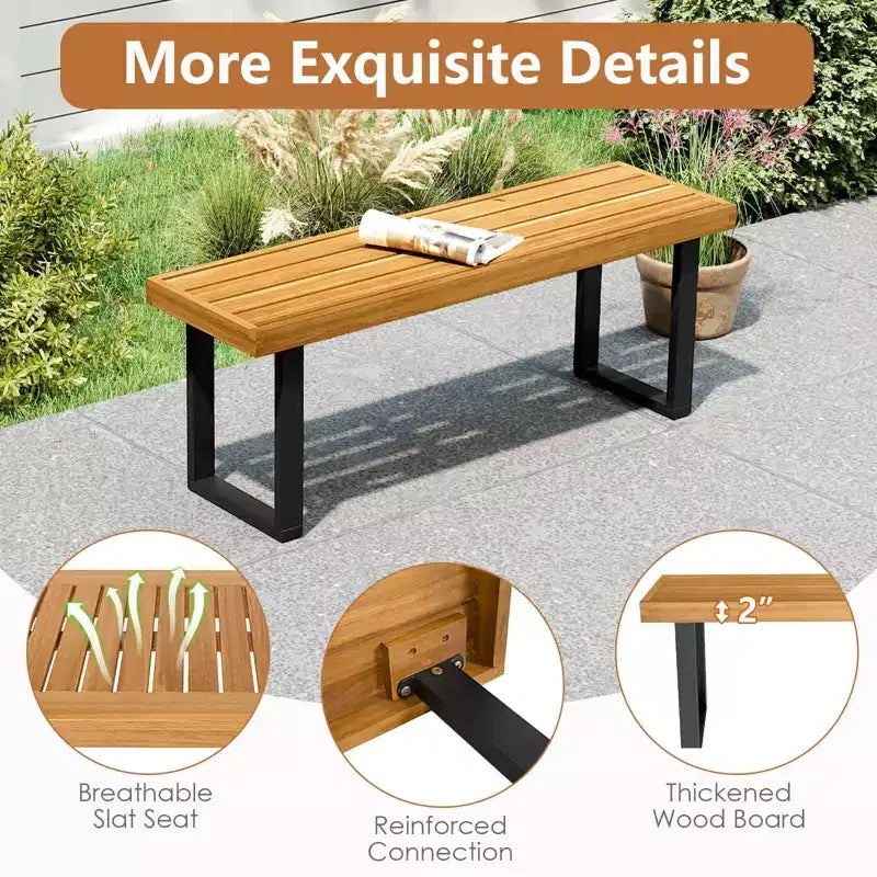 Banc Costway 1/2 PCS 48 en Bois d'Acacia pour 2 avec Pieds en Métal et Patins Réglables pour Entrée