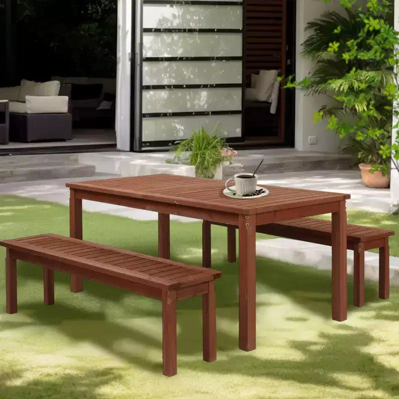 Karl Home | Banc droit en bois de sapin marron foncé