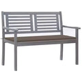 vidaXL Patio Bench Grey Solid eucalyptus wood 2-Seater Ergonomic