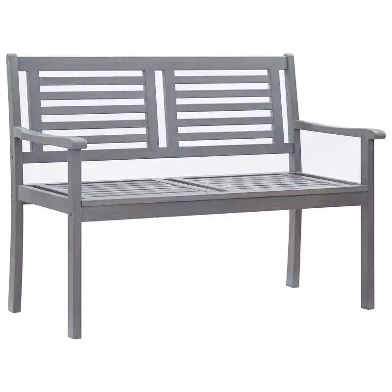 vidaXL Banc de jardin gris en bois d'eucalyptus massif 2 places ergonomique