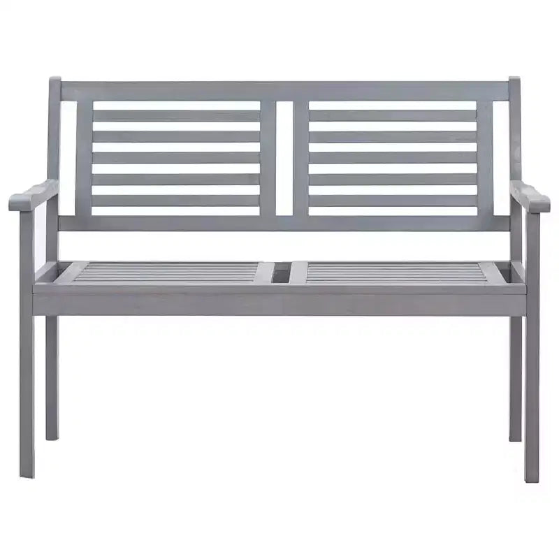 vidaXL Banc de jardin gris en bois d'eucalyptus massif 2 places ergonomique
