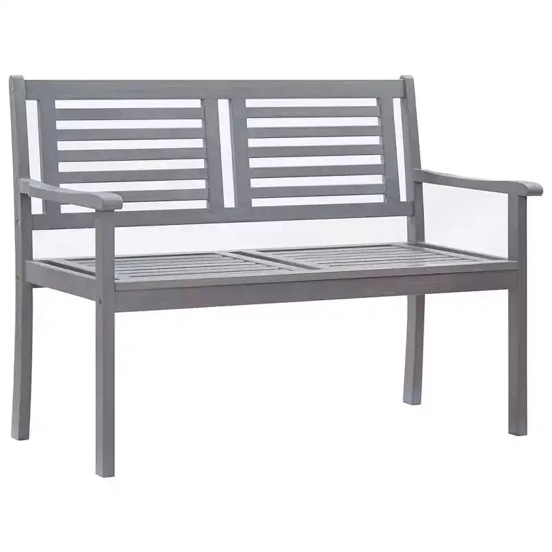 vidaXL Banc gris Bois d'eucalyptus massif Moyen Banc de jardin ergonomique