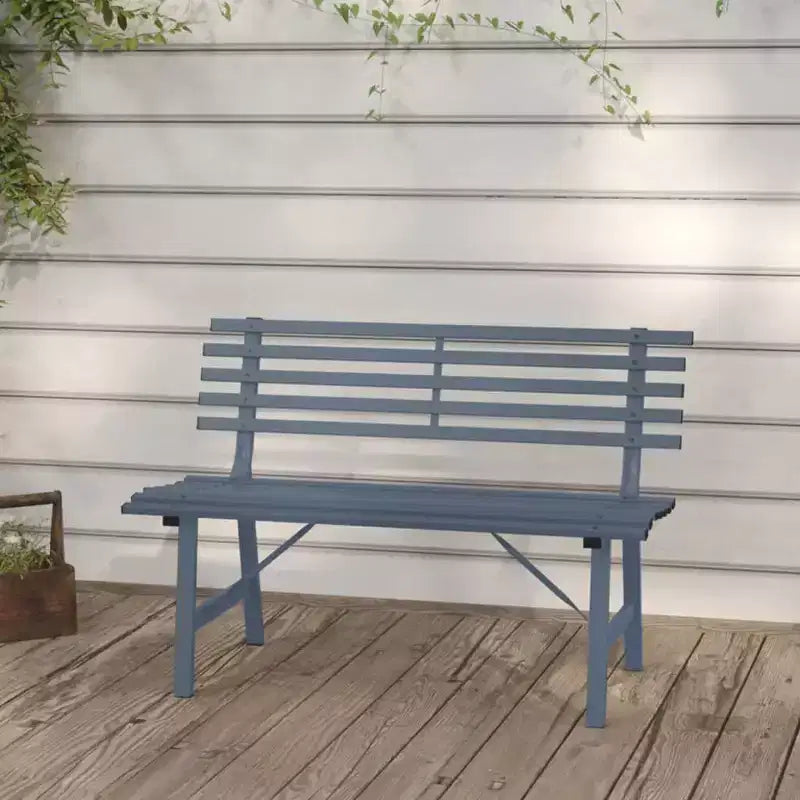 vidaXL Banc de jardin gris en acier poudré Banc de jardin moyen