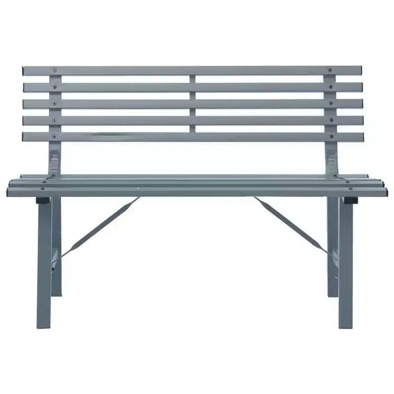 vidaXL Banc de jardin gris en acier poudré Banc de jardin moyen