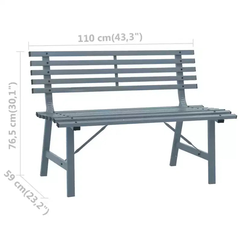 vidaXL Banc de jardin gris en acier poudré Banc de jardin moyen