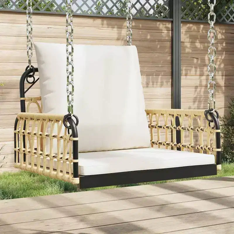 vidaXL Balancelle Marron et noir Rotin PE Standard Durable