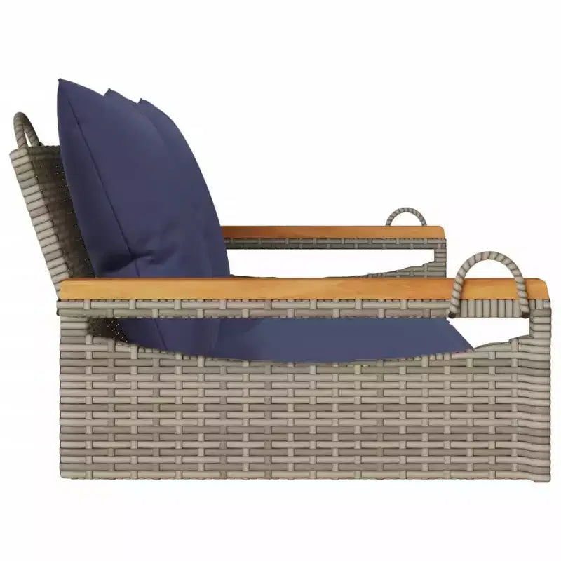 vidaXL Banc balançoire de jardin gris, rotin PE bleu marine 2 places Nombreux sièges