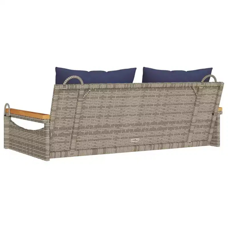 vidaXL Banc balançoire de jardin gris, rotin PE bleu marine 2 places Nombreux sièges