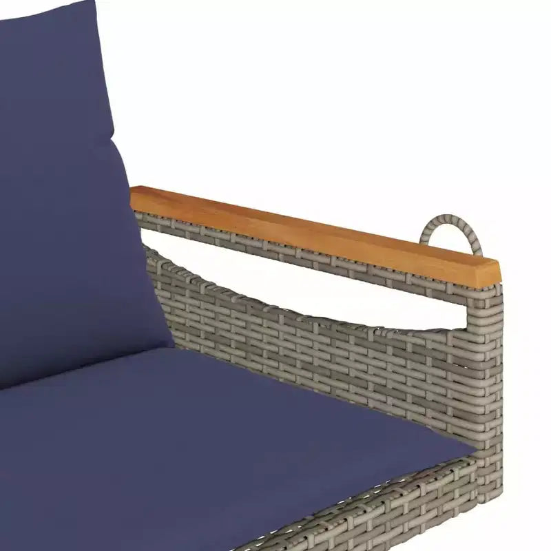 vidaXL Banc balançoire de jardin gris, rotin PE bleu marine 2 places Nombreux sièges