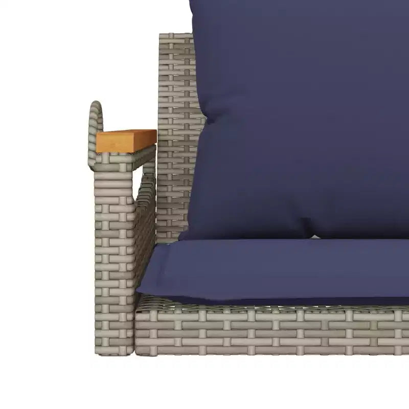 vidaXL Banc balançoire de jardin gris, rotin PE bleu marine 2 places Nombreux sièges