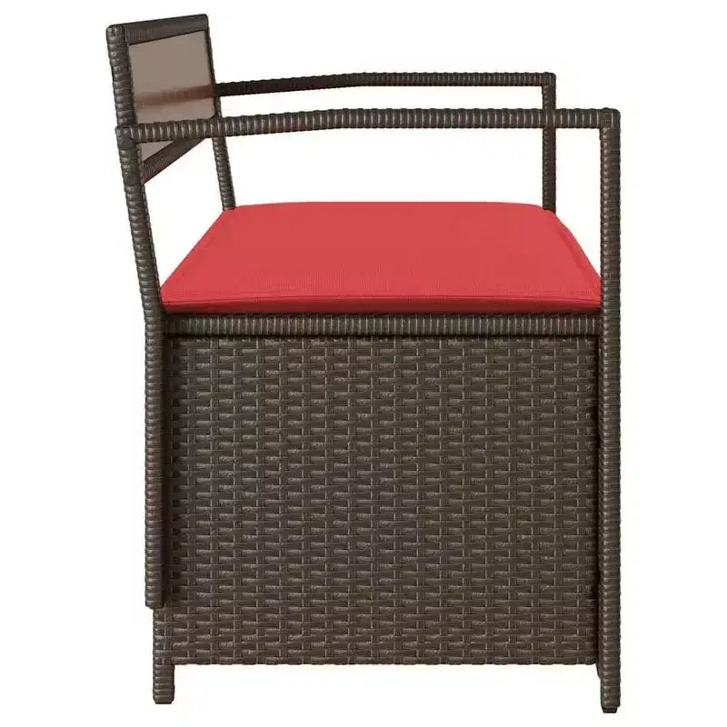 vidaXL Banc de rangement de jardin avec coussin en résine tressée marron