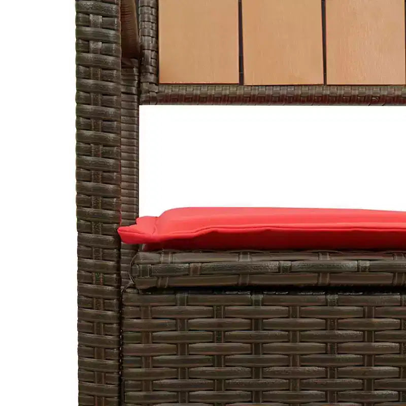 vidaXL Banc de rangement de jardin avec coussin en résine tressée marron
