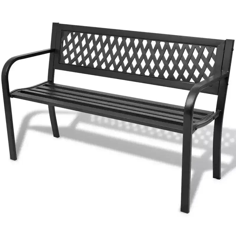 vidaXL Garden Bench Black Steel frame 2-seater Durable Garden Bench