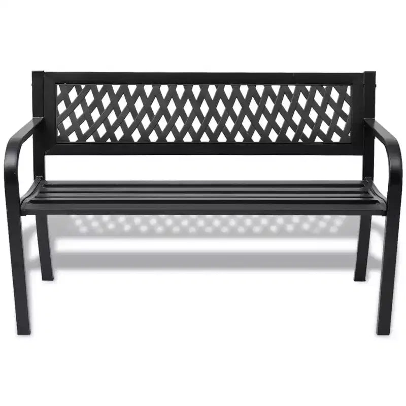 vidaXL Banc de jardin noir, cadre en acier, 2 places, banc de jardin durable