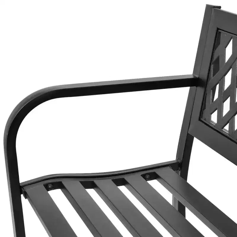 vidaXL Banc de jardin noir, cadre en acier, 2 places, banc de jardin durable